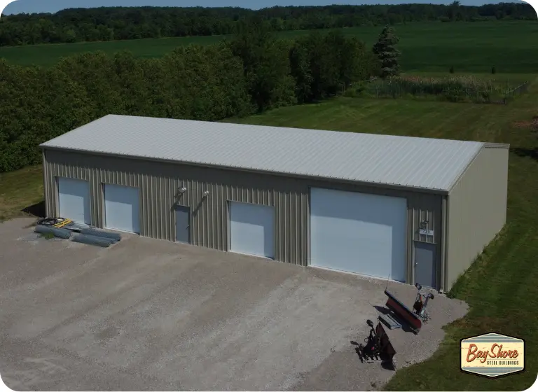 steel equipment garage building for machinery storage