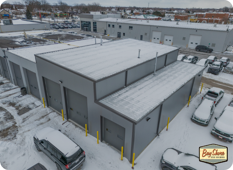 steel mechanical shop building with service bays